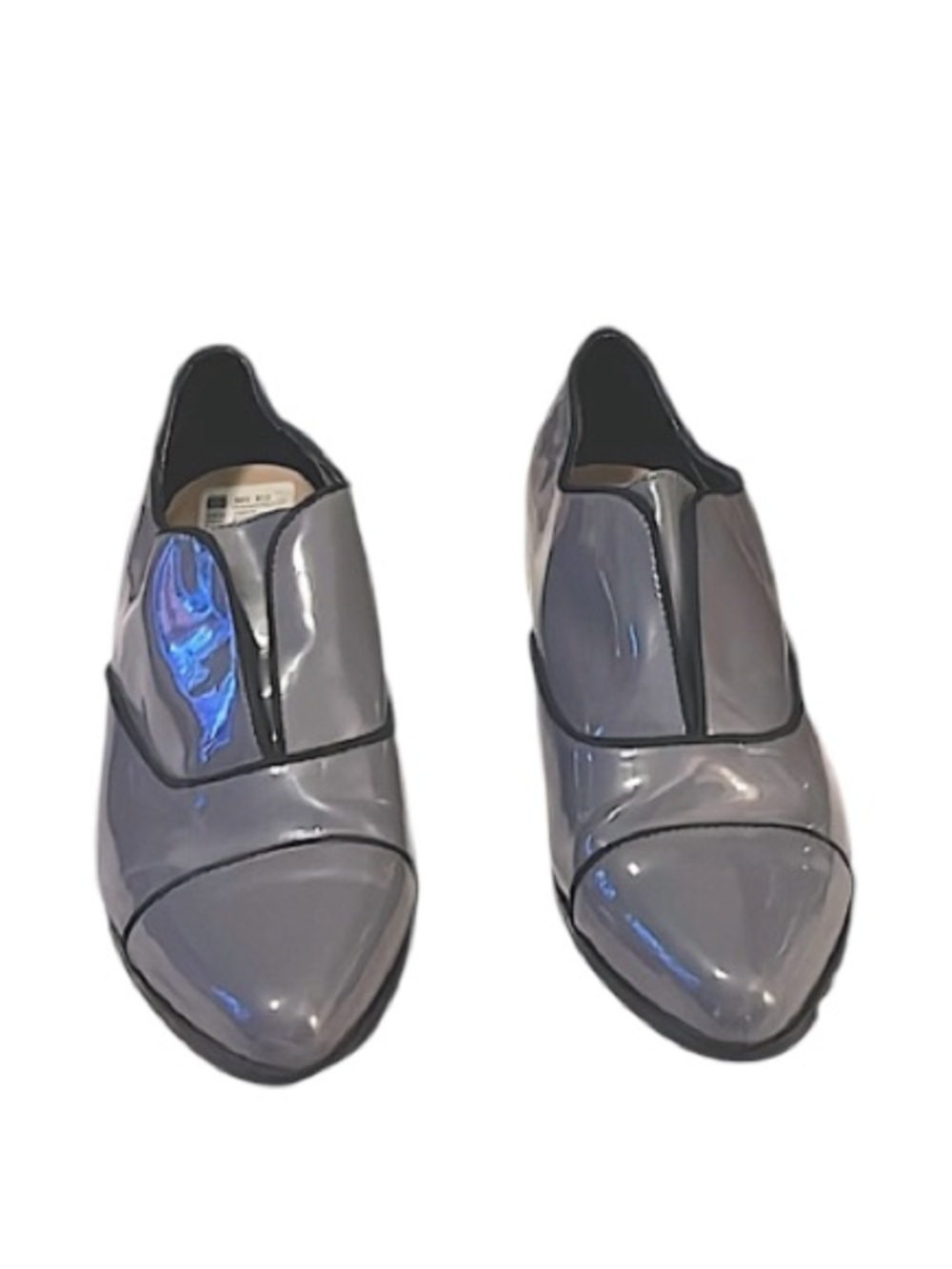 Saks Fifth Avenue Woman’s Felix Grey Patent Leather Slip On Oxford Bootie Shoes